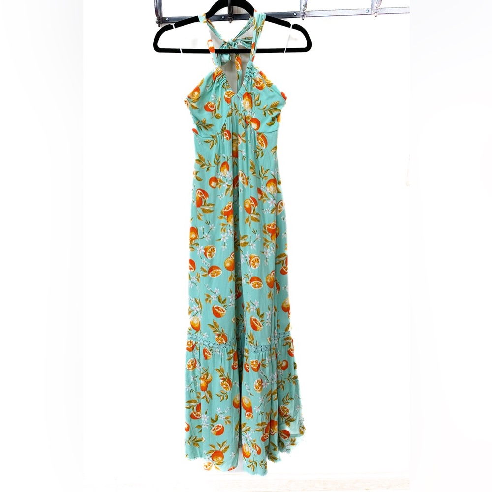 Hey Chic, Wits The Label, Halter Neck, Maxi Sundress, Light Green with Citrus